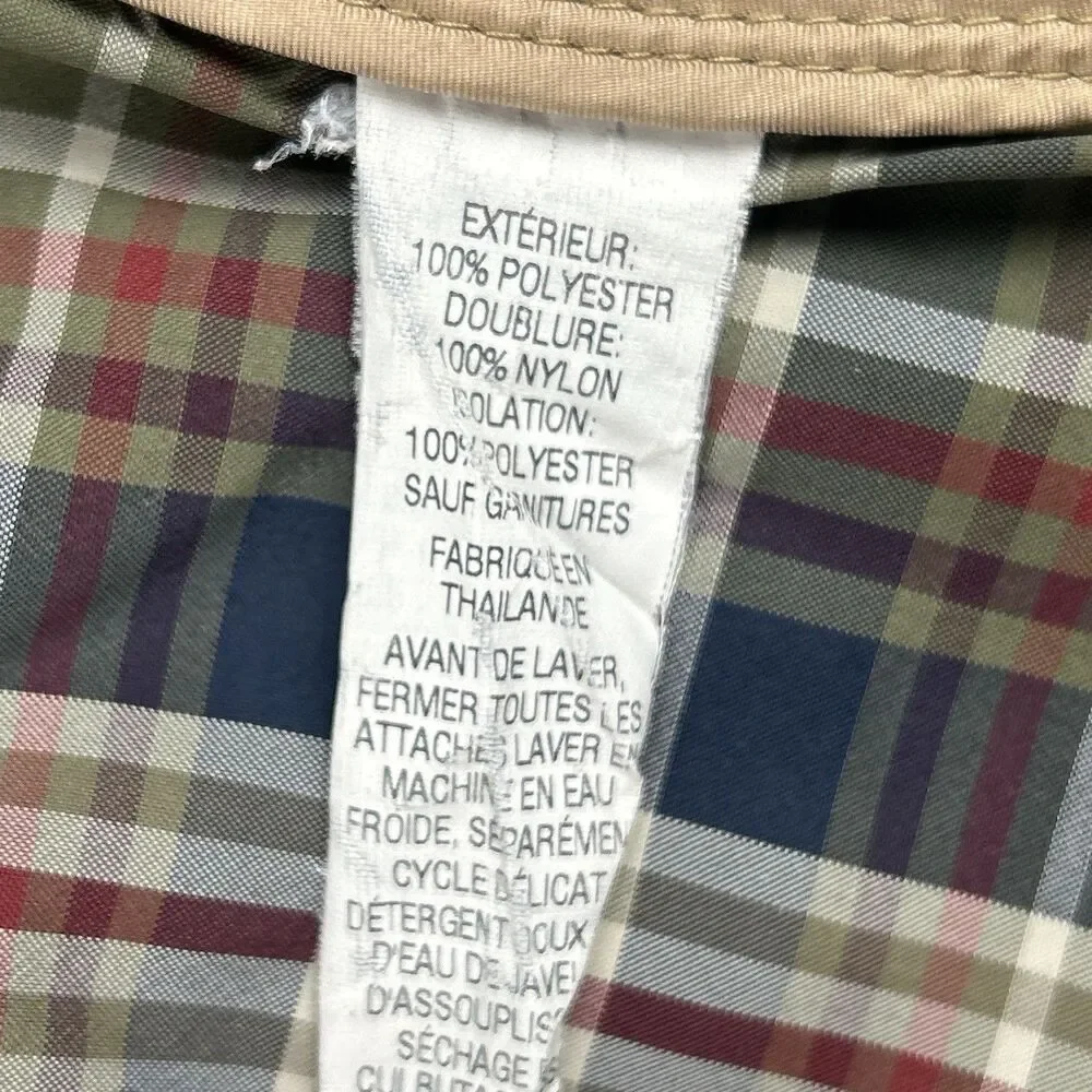 LL BEAN Quilted Barn Vest Women's Size M Beige Full Zip Insulated Plaid Lined - Picture 4 of 11